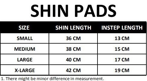 Javson Shin Guard Size Chart